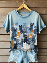 T-shirt de chat du denim des femmes